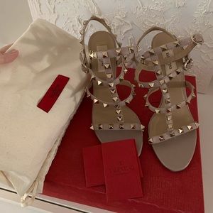 Valentino Garavani Rockstud Nude Sandal Heels